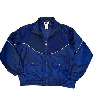 Vintage Active Frontier Men's Large Nylon Windbreaker Jacket - Retro Blue